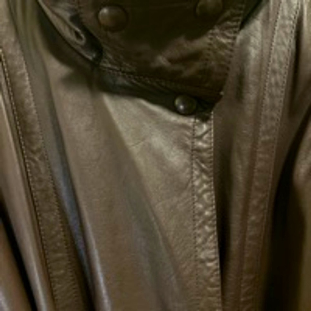 Vera Pelle Lined Leather Coat Brown Convertible Belted Size 3X - Picture 8 of 13